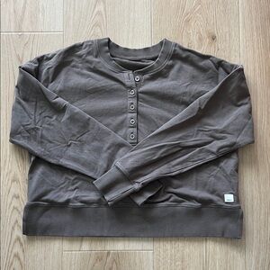 Vuori Brown/Grey 3/4 Button-Up Sweatshirt size small